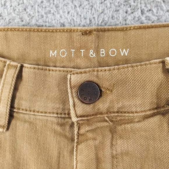 Mott & Bow Jeans Mens 32x32 Tan Khaki Straight Merc Double Stitch Denim